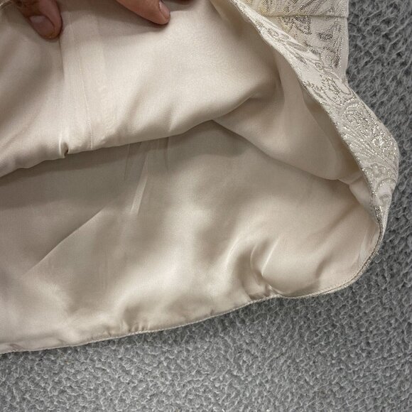 WHBM Women’s Top 2 Cream Floral Sleeveless Peplum Bodice Shimmer - Picture 6 of 12